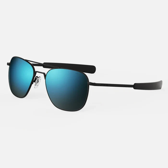 RANDOLPH AF576 55MM Aviator – Matte Black & Cobalt NOT POLARIZED