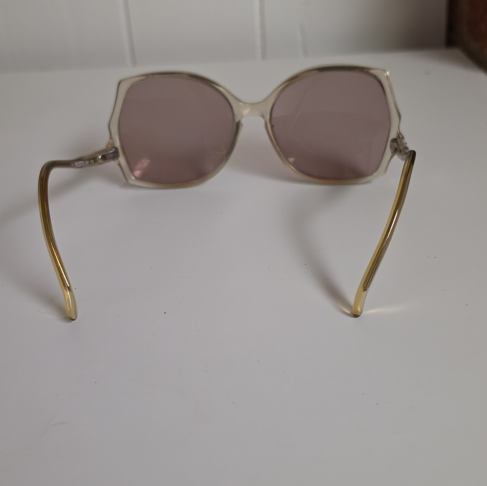 Elasta 5508 Square Sunglasses Clear Frame Purple Lenses 140mm Temples