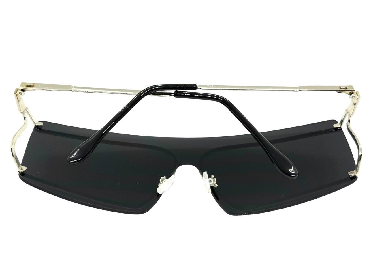 Futuristic Modern True Vintage Retro Shield Party Raver SUNGLASSES Silver Frame