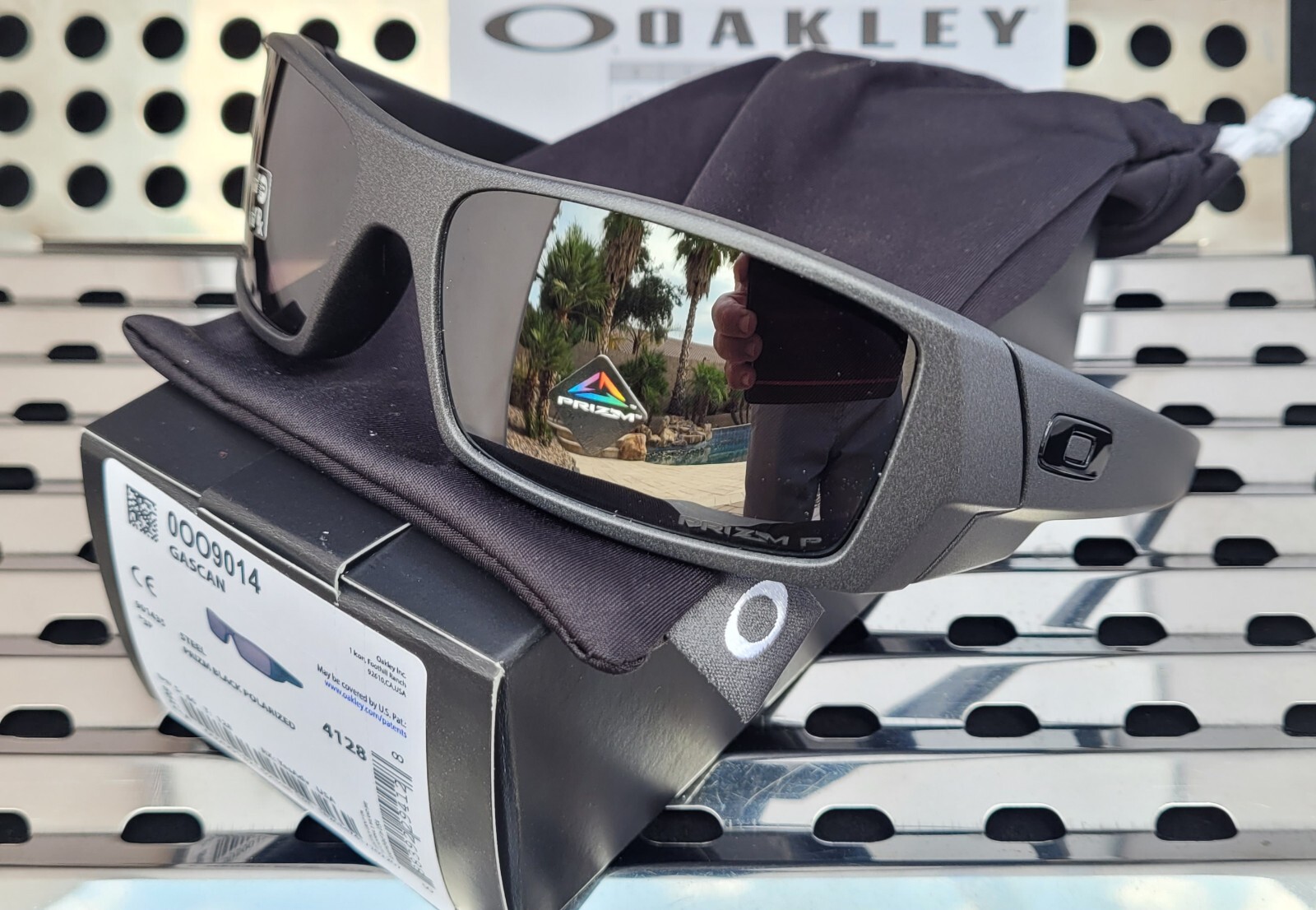 New Oakley GASCAN 9014-3560 Sunglasses Matte Steel w/ Prizm Black Polarized