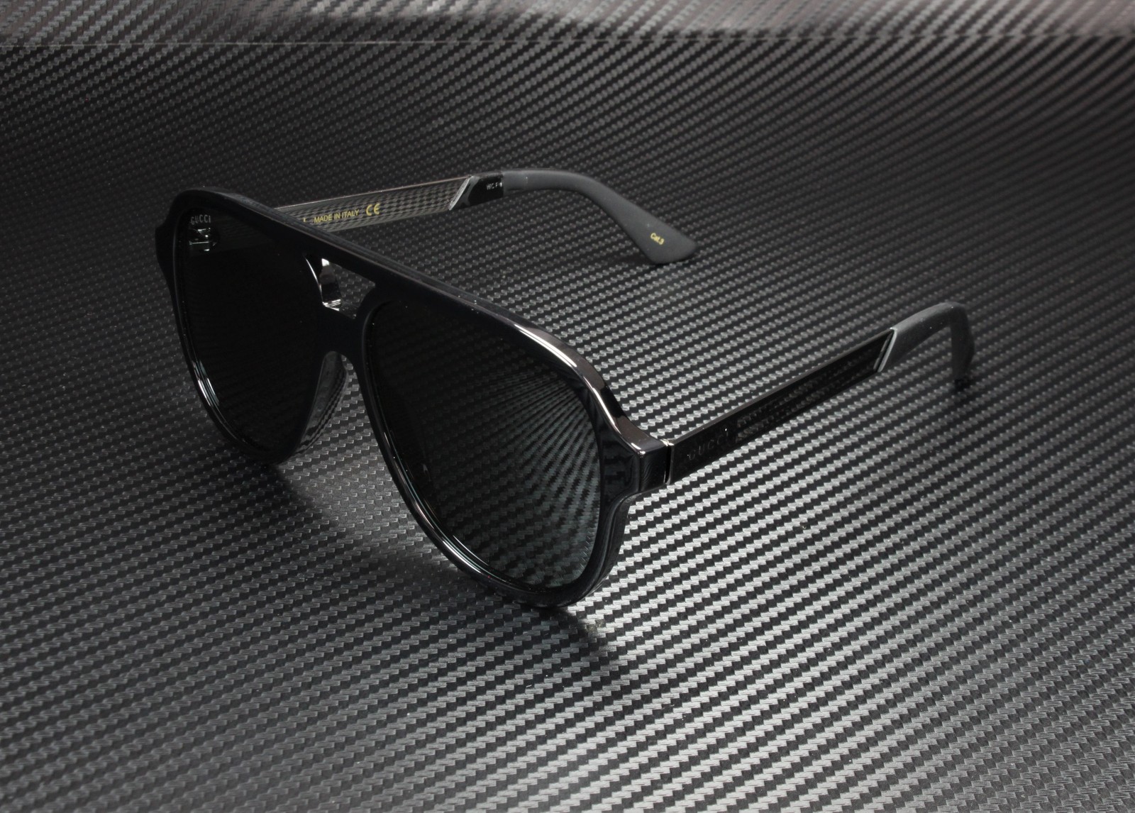 GUCCI GG0688S 001 Aviator Black Ruthenium Black Grey 59 mm Men’s Sunglasses