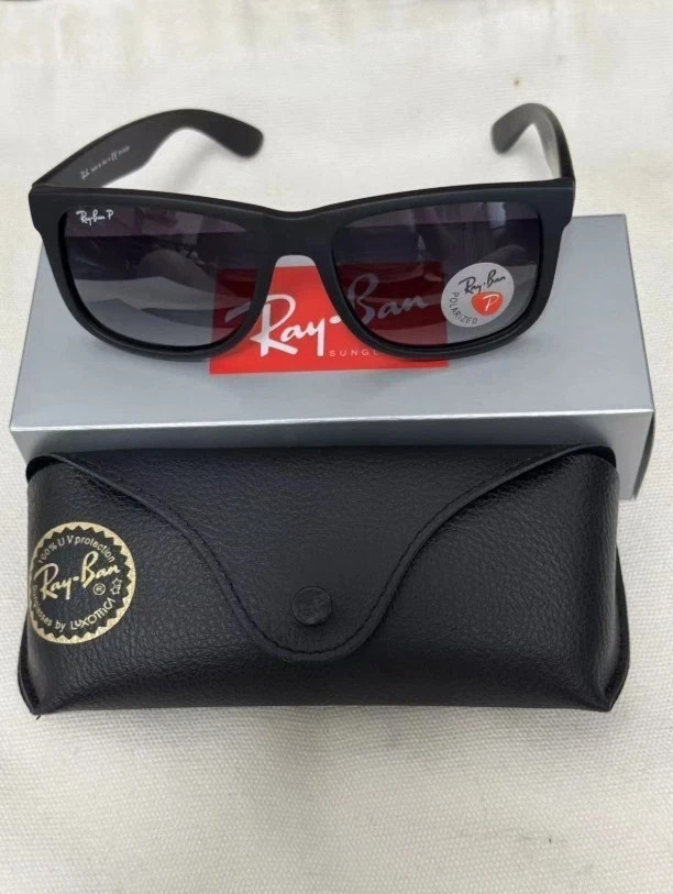 NEW Ray-Ban Justin Classic Grey Polarized Glass Sunglasses RB4165 622/T3 54-16mm
