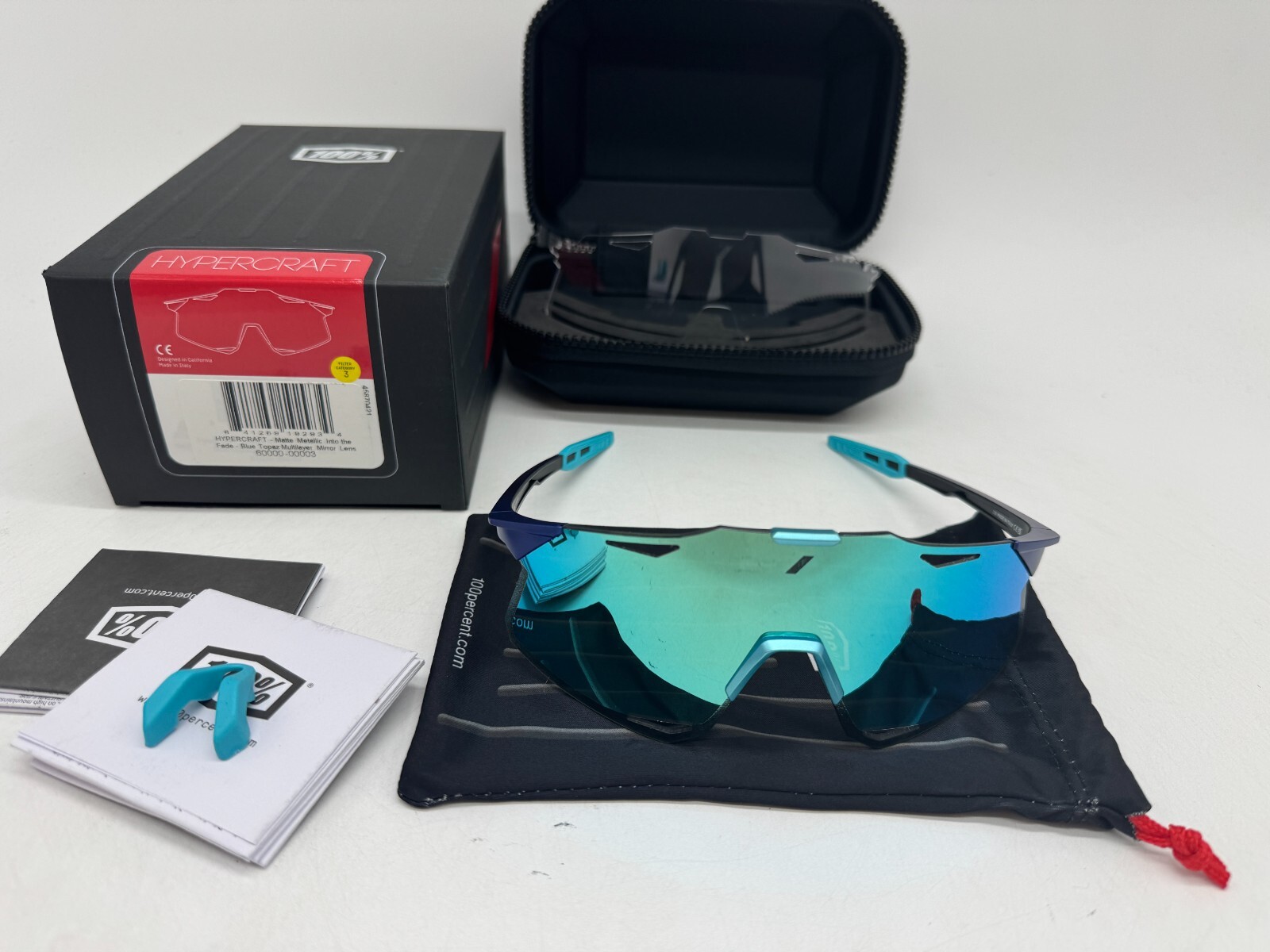 100% HYPERCRAFT SPORT PERFORMANCE FRAMELESS SUNGLASSES SCRATCH RESISTANT UV400