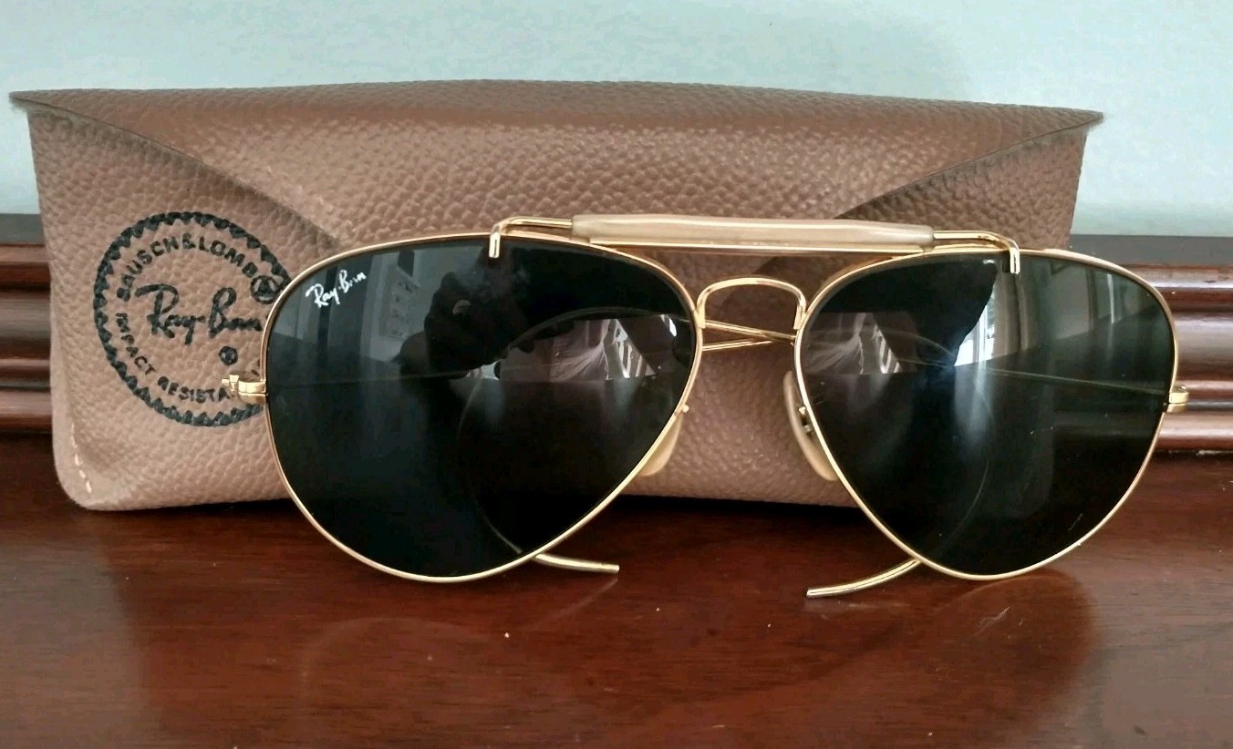 VINTAGE RAY BAN B&L WRAP EAR OUTDOORSMAN AVIATOR SUNGLASSES MADE IN USA 58-14