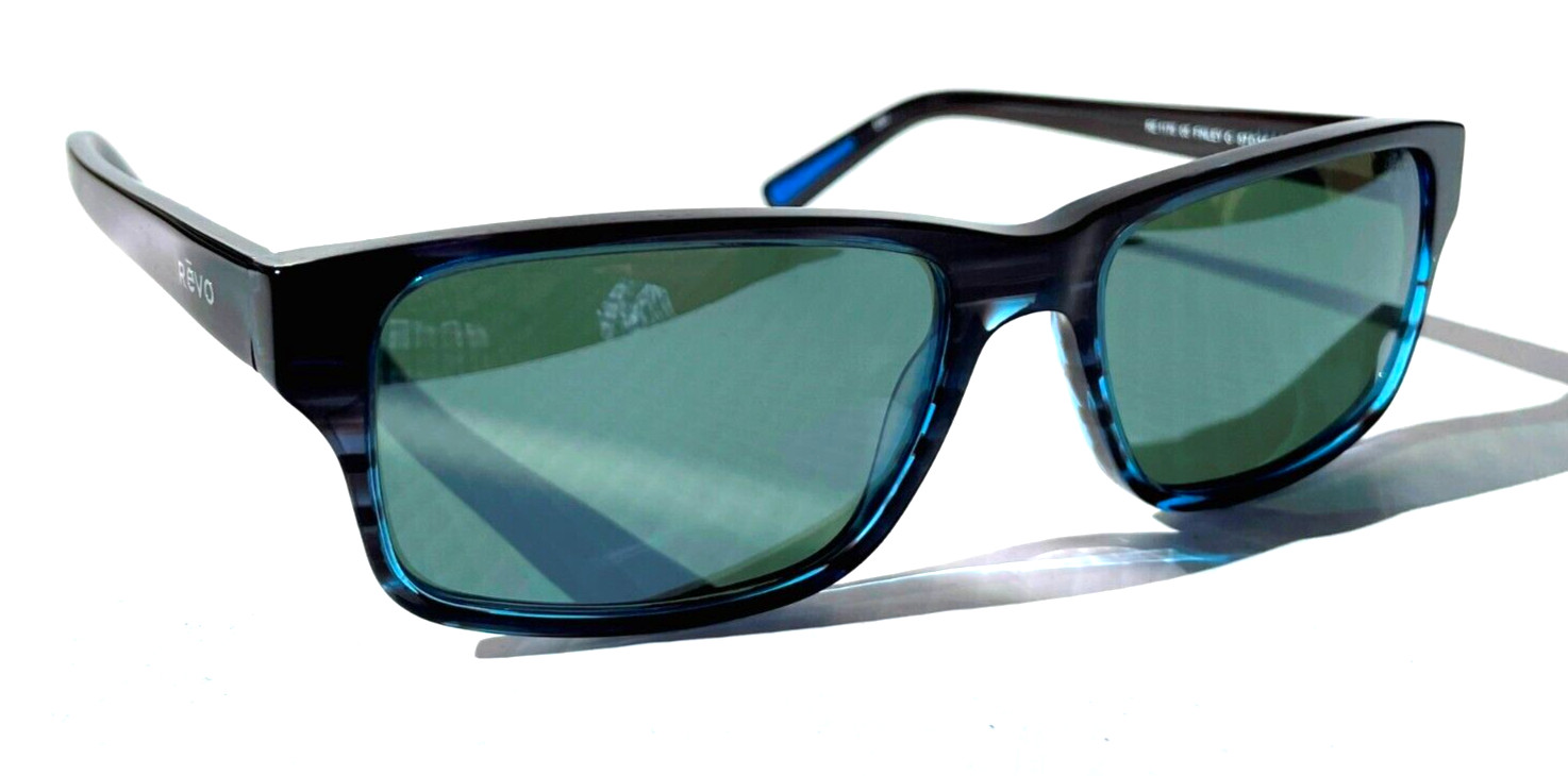 NEW Revo FINLEY G Polished Blue Horn POLARIZED Grey GLASS Sunglass 1176 05 SG50