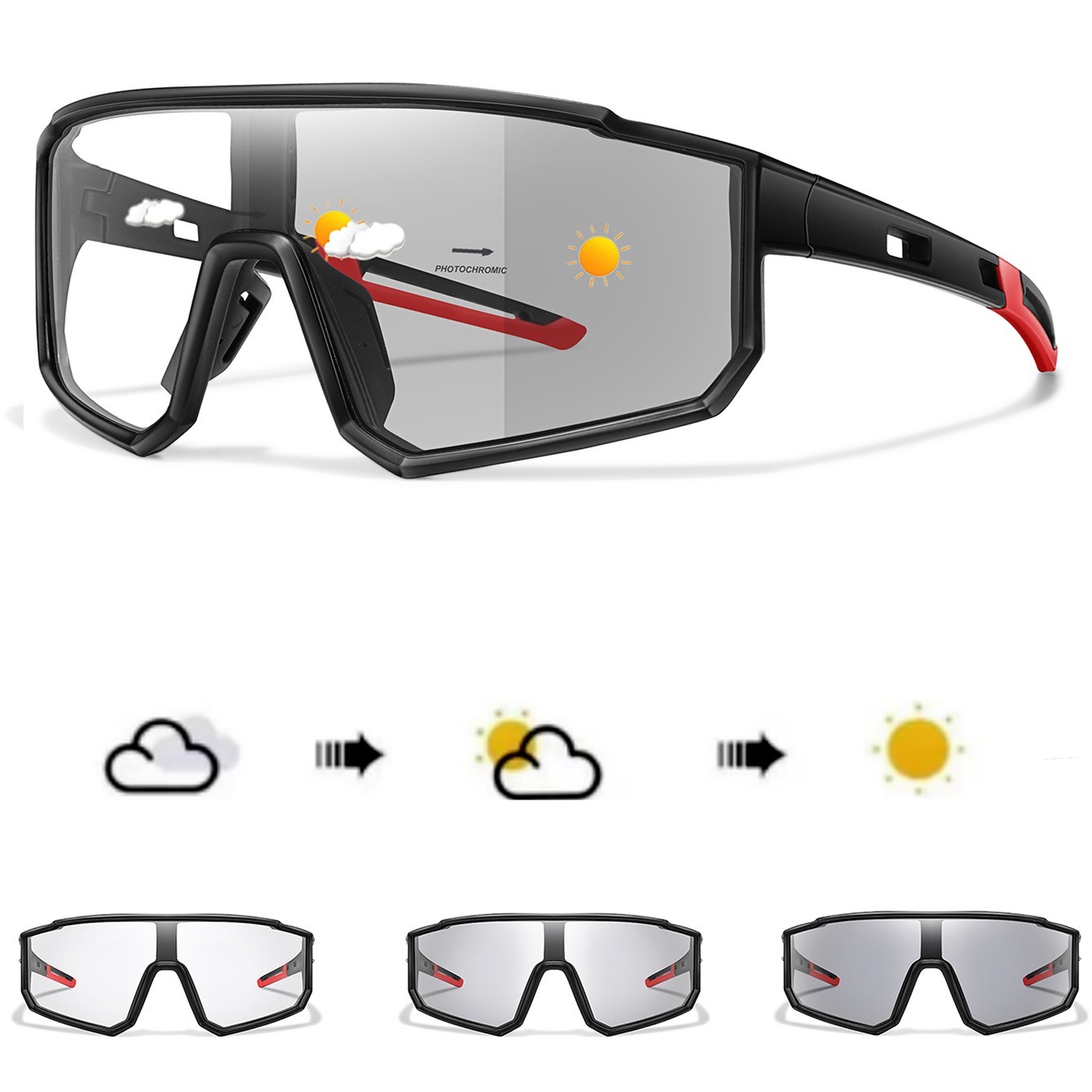 Men Women Photochromic Motorcycle Glasses Outdoor Sports Big Frame Windproof Cyc