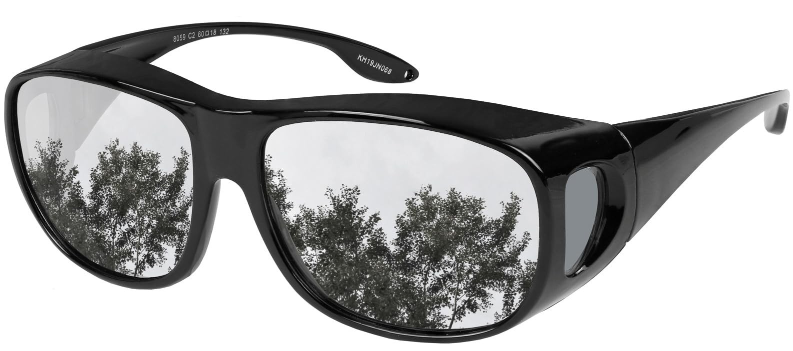 Fit Over Wrap 60-18-132, 1 Pack: Black Frame and Silver Mirror Lens