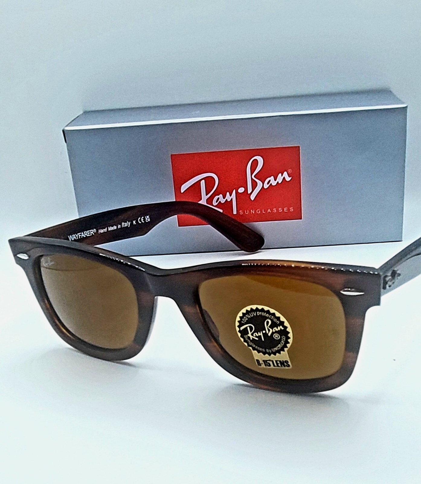 RayBan Wayfarer RB2140 954 Stripped Havana Frame B-15 Brown Lens 50MM