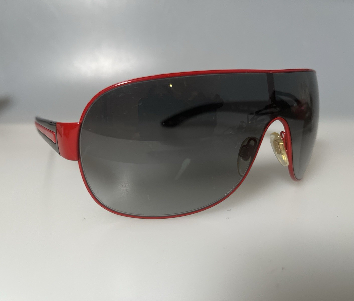 Ralph Lauren RL7014 9006/8G Red Plastic Shield Sunglasses Gray Tinted