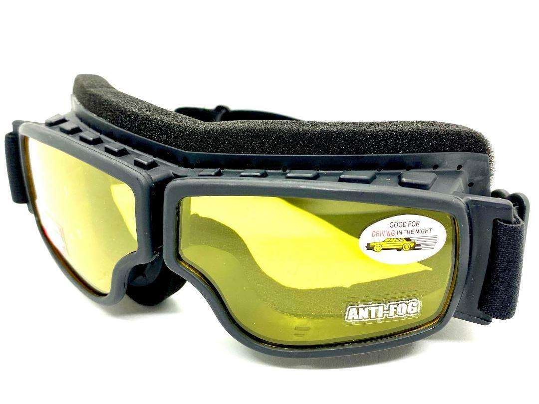 MOTORCYCLE Riding Padded Safety Protective GOGGLES Anti-Fog Lens Fit Over Helmet