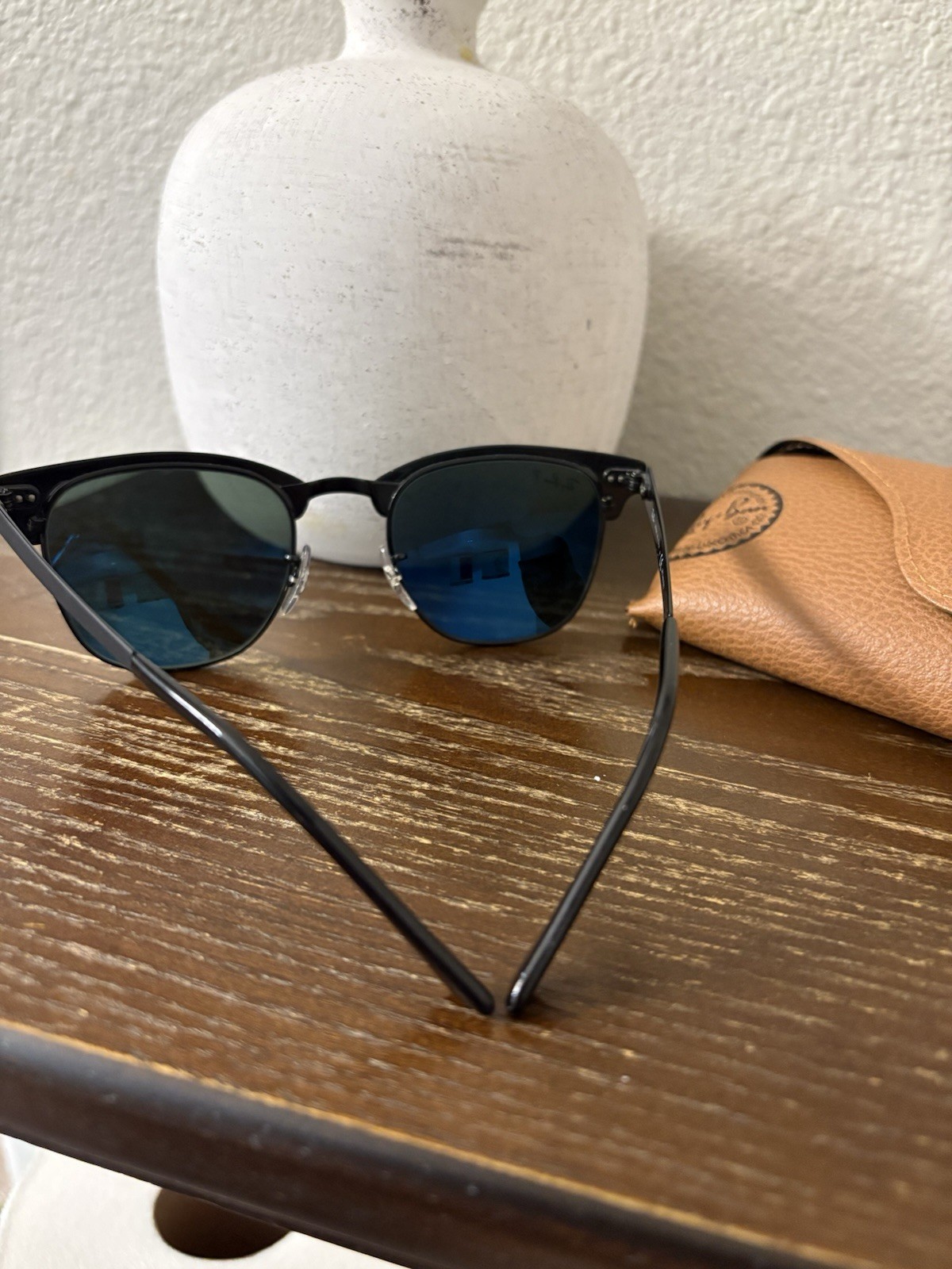 Ray-Ban RB3716 Clubmaster Polarized Sunglasses Black Metal Frame 145mm