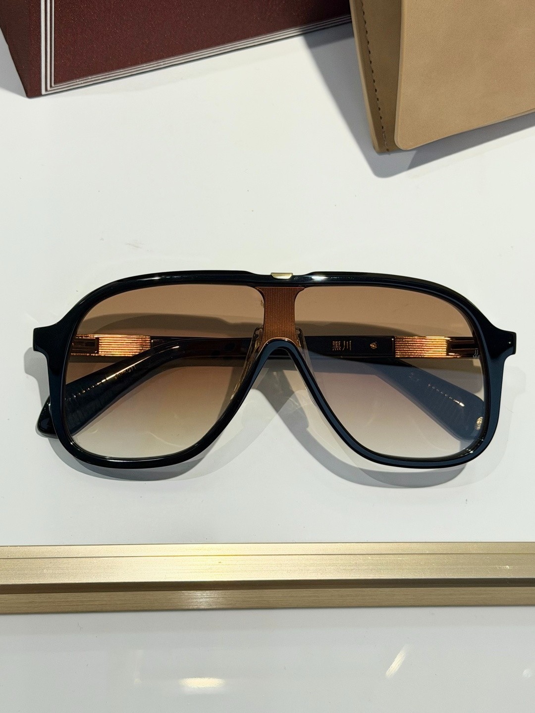 Jacques Marie Mage KUROKAWA Unisex Eyeglasses Black/Gradient Brown 129-52 149mm
