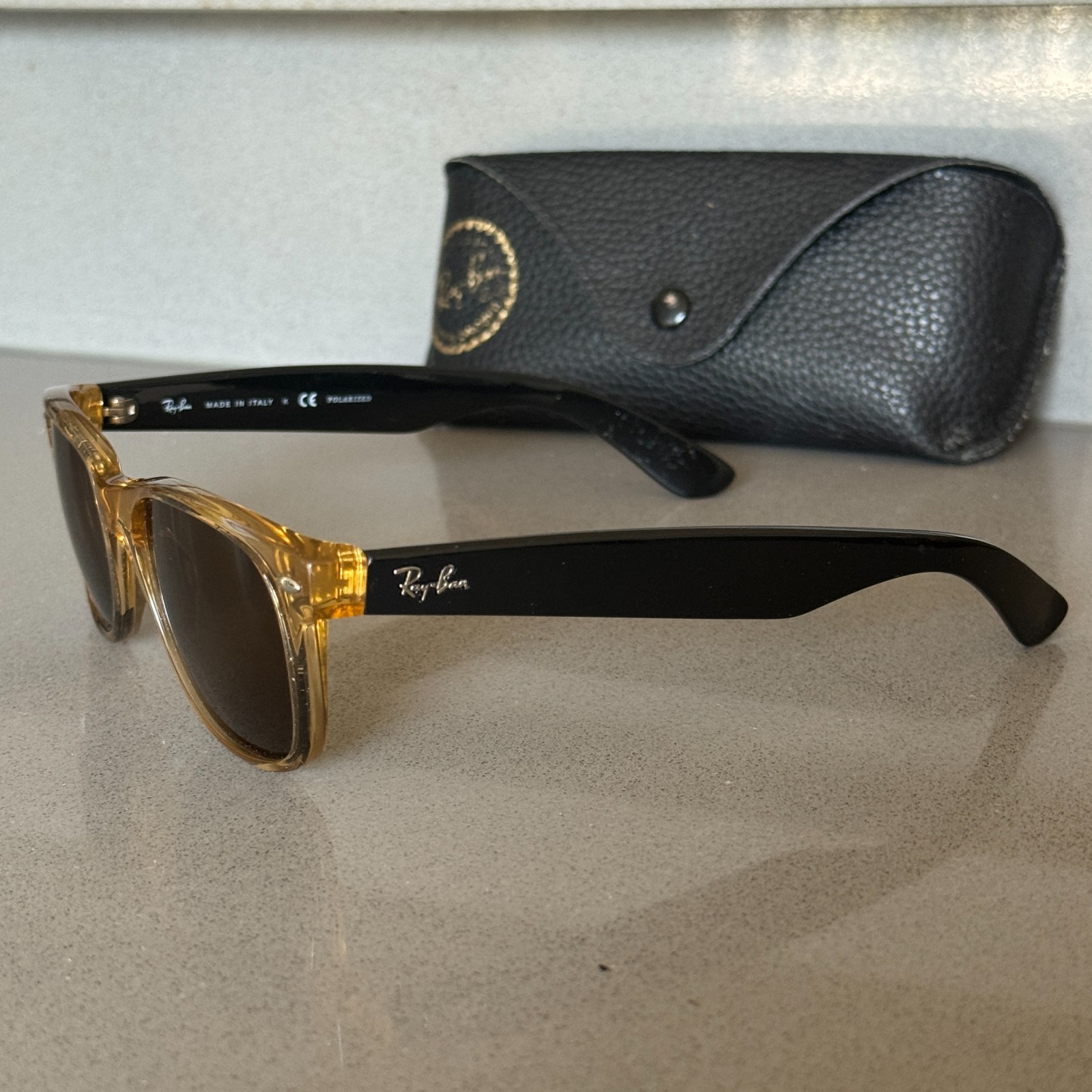 Ray-Ban RB2132 Wayfarer Polarized Honey Sunglasses 55-18 145 945/57