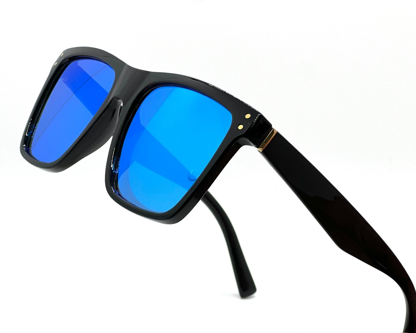 Trendy Sunglasses Men Square Blue Black Lens Classic Retro Sports Light Weight