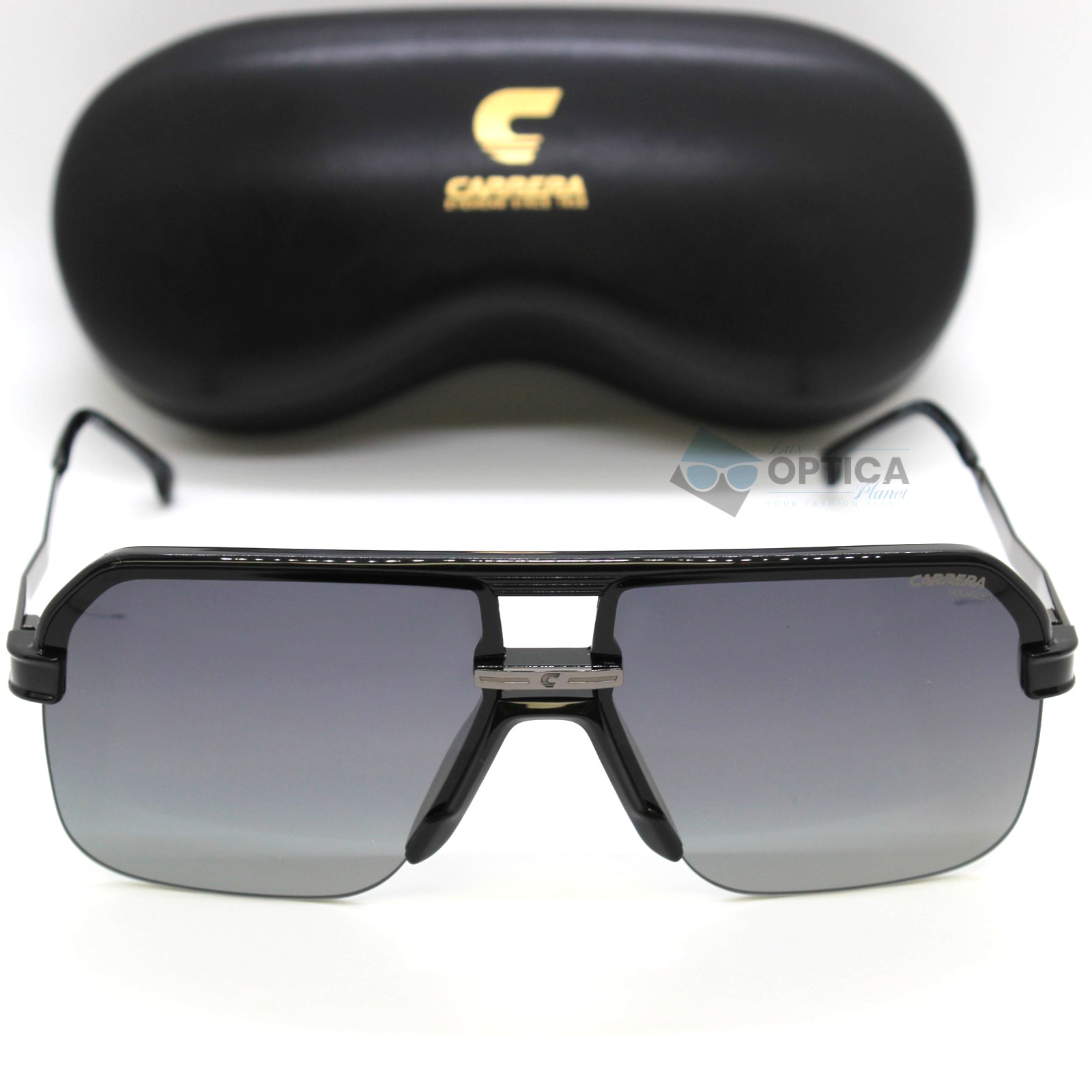 NEW Carrera 1066 Polarized Half Rim Navigator Sunglasses Grey Gradient 807