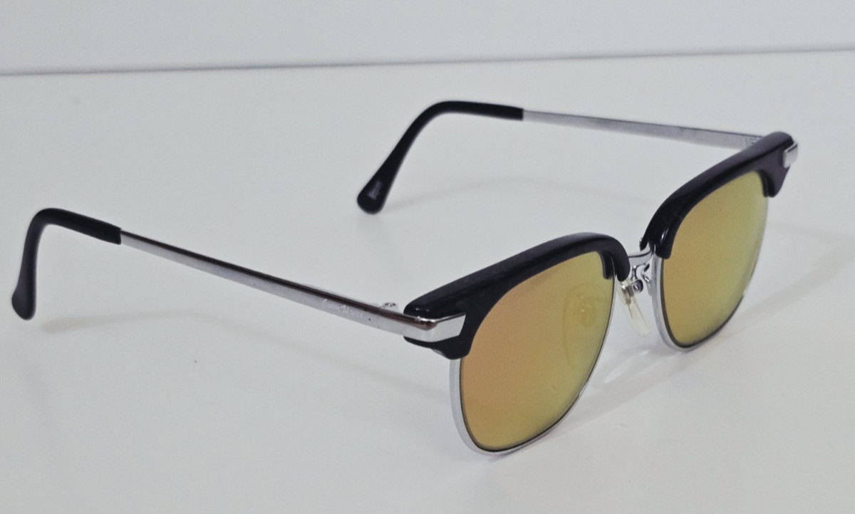 Ocean Waves Sunglasses Gold Amber Mirrored Crown Glass Lenses Acetate Metal