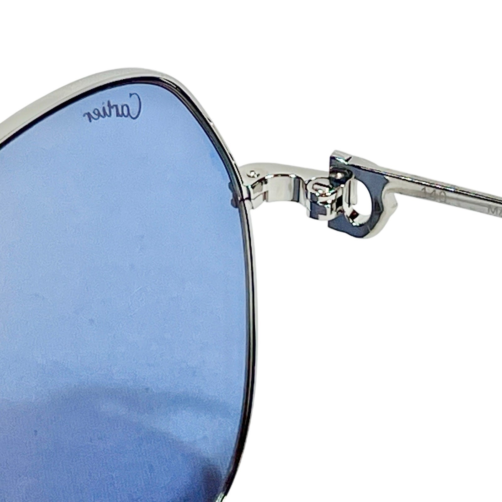 Cartier Aviator Sunglasses Silver Frame Blue Lenses 62-14 CT0110S 006 NEW