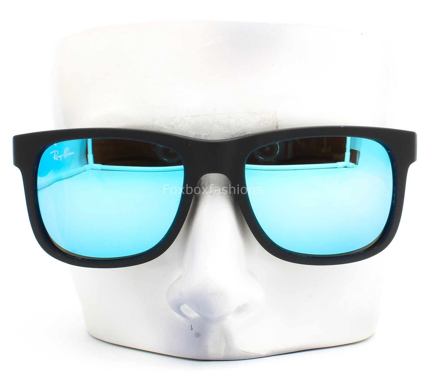 Ray-Ban Justin Sunglasses RB 4165 622/55 Matte Black Blue Mirror 54mm with Case