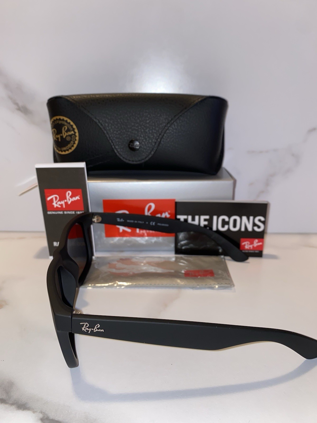 Ray-Ban Justin RB4165 Polarized Sunglasses Blue Mirror Lens UV400 Black 54mm