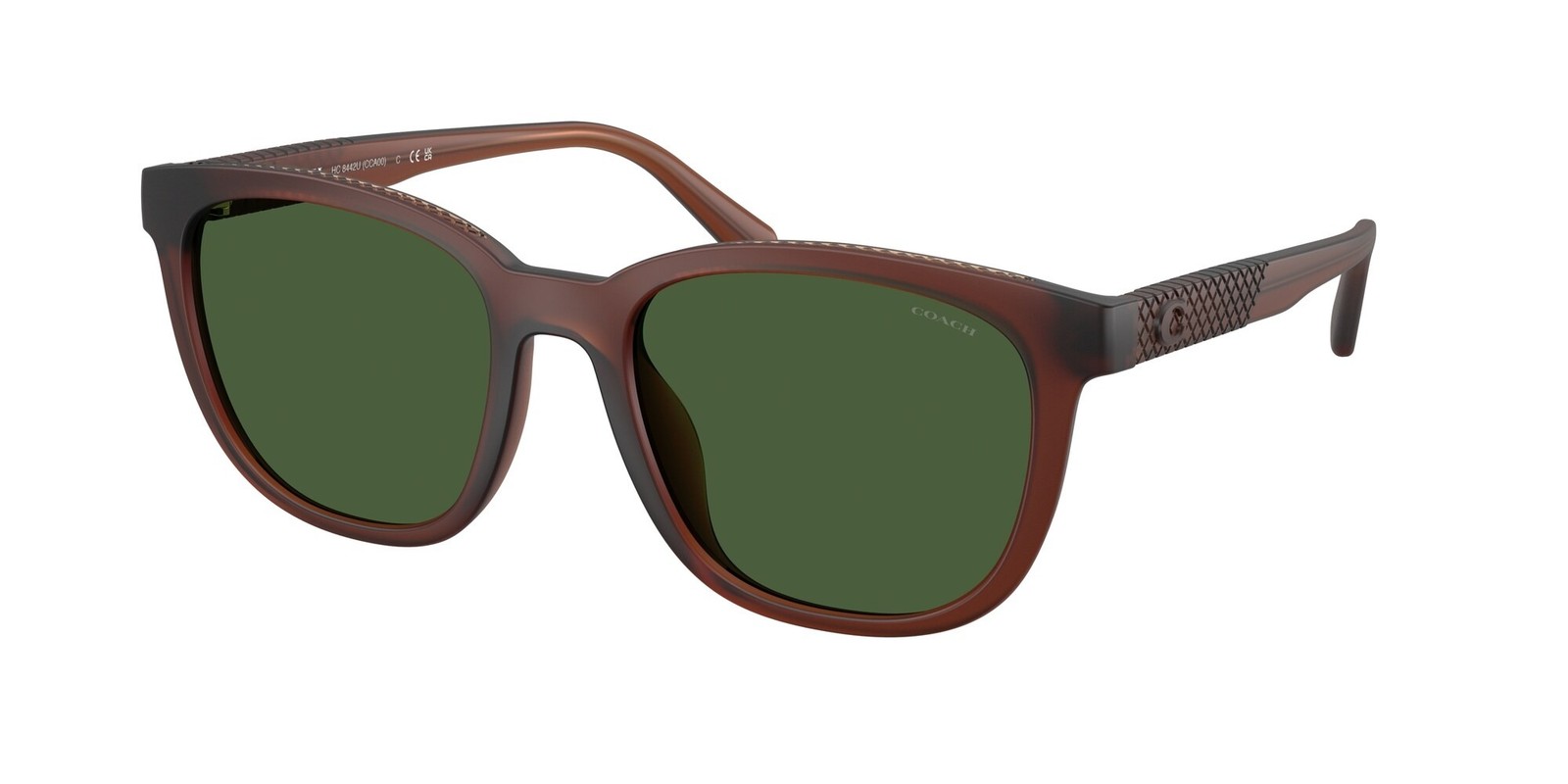 COACH HC8442U 591171 Cca00 Matte Transparent Brown Green 54 mm Men’s Sunglasses