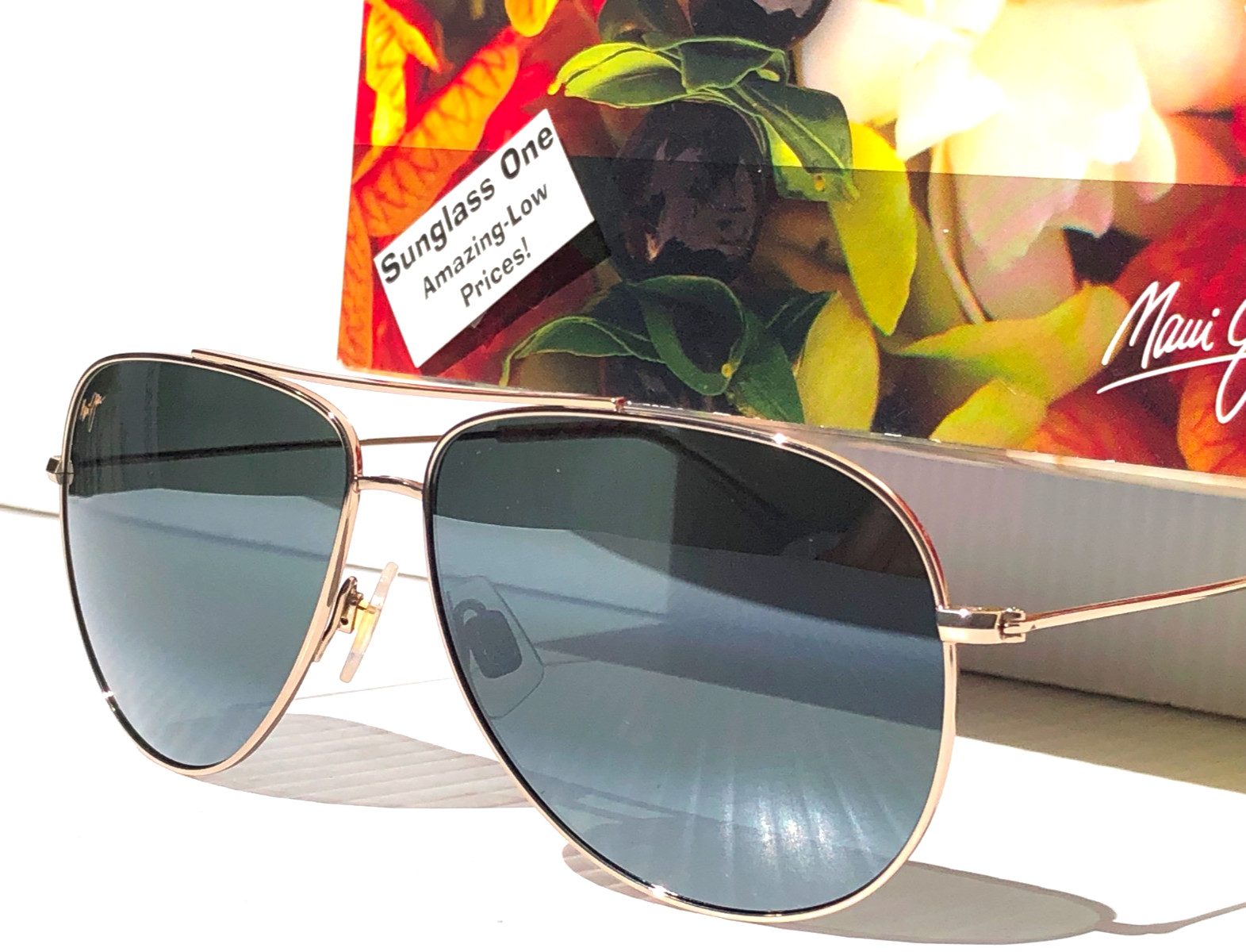Maui Jim HAUOLI XL 62mm Shiny Gold POLARIZED Crystal Grey Lens Sunglass 674-16A