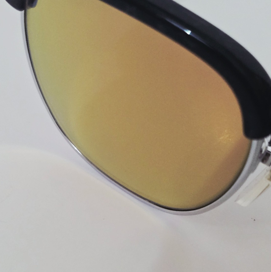 Ocean Waves Sunglasses Gold Amber Mirrored Crown Glass Lenses Acetate Metal