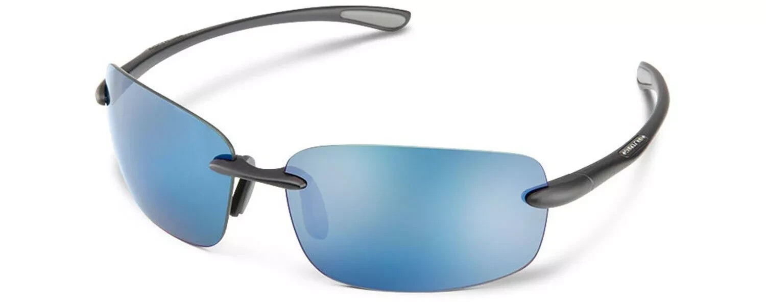 Suncloud Topline Polarized Sunglasses Black Blue Mirror by Smith Optics