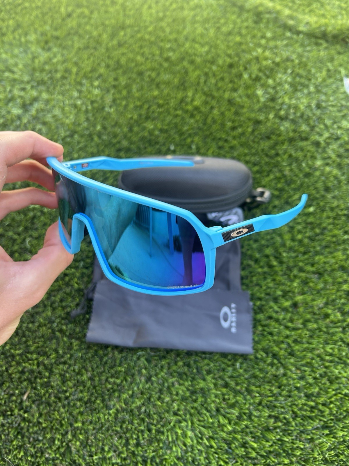 Oakley Sutro Shield Sunglasses Mirrored Blue Lens Blue Frame 140mm OO9406