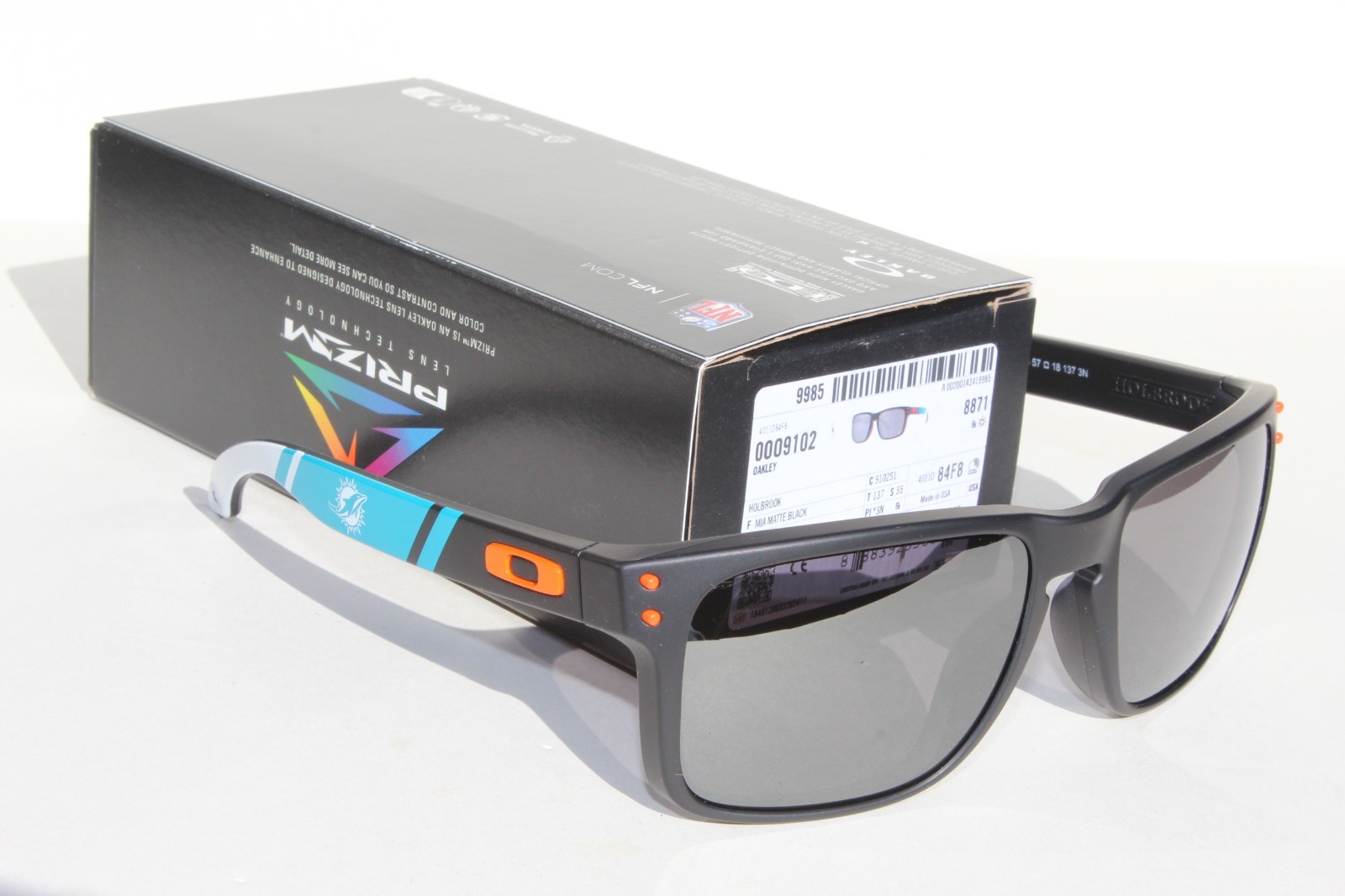 OAKLEY Holbrook Sunglasses NFL Miami Dolphins Black/Prizm Black OO9102-S1