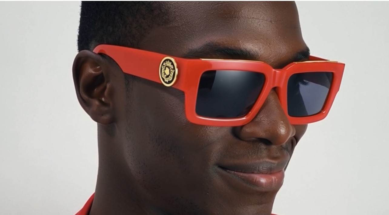 MEN GOLD LION HEAD MEDALLION SUNGLASSES CLASSIC CASUAL RETRO DESIGNER OUTDOOR