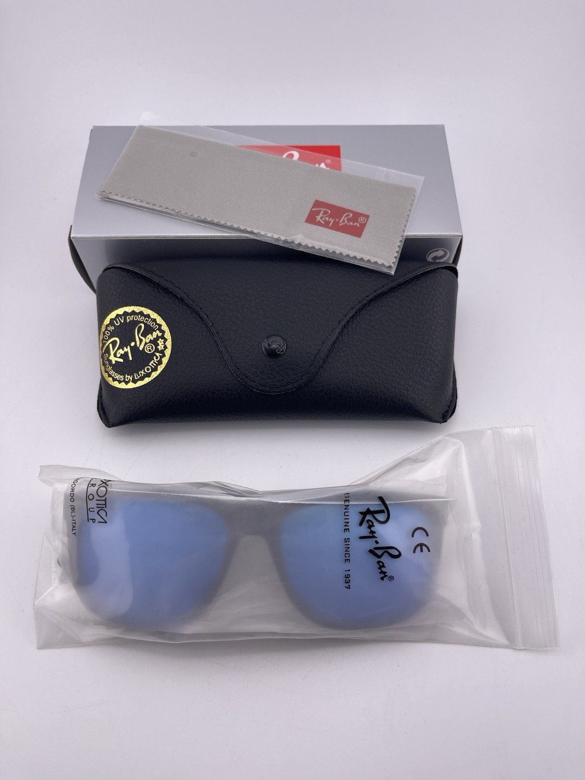 Ray-Ban Justin RB4165 Polarized Sunglasses Blue Mirror Lens UV400 Black 54mm