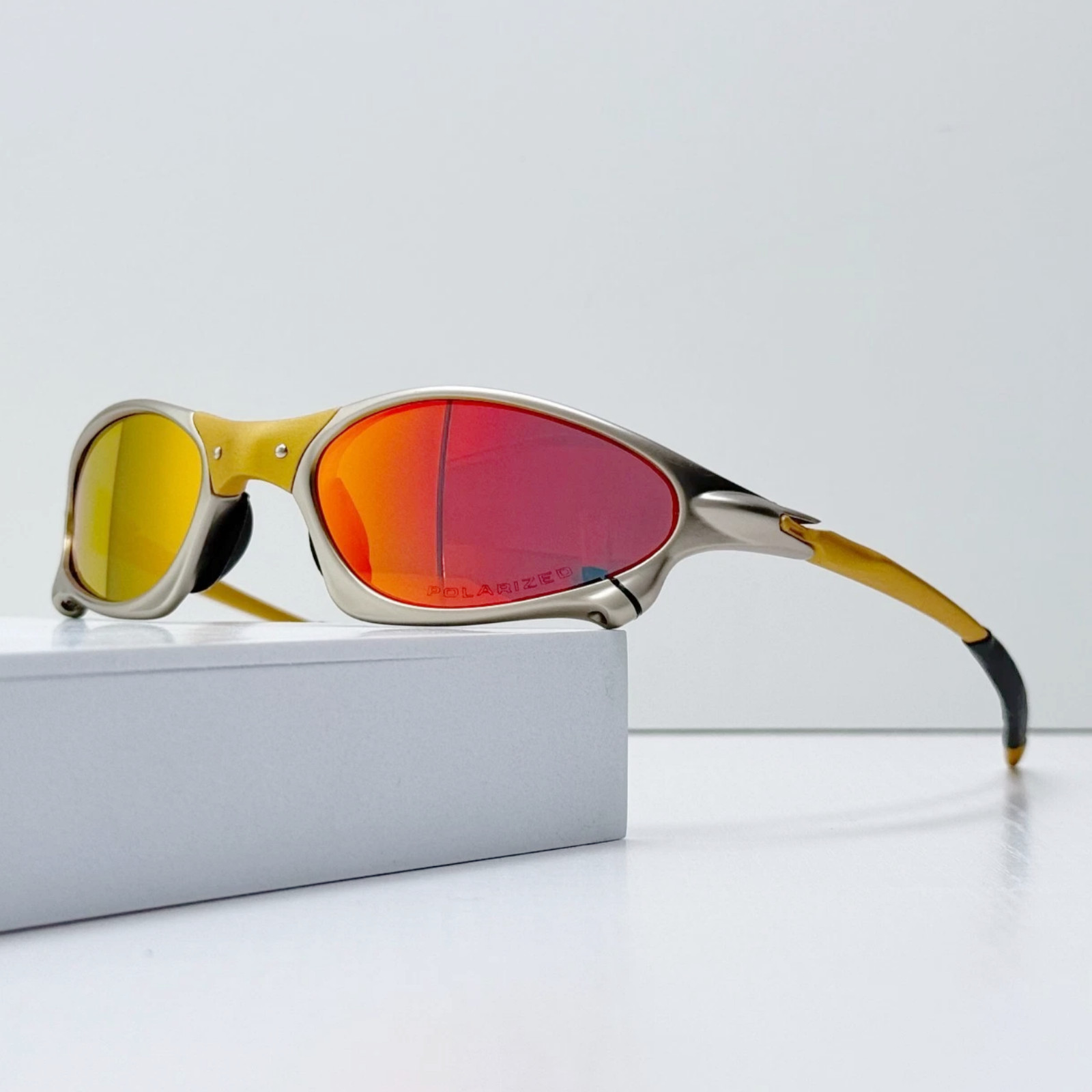 Oakley Penny X-Metal Sunglasses Silver Frame Fire Iridium Lens Vintage