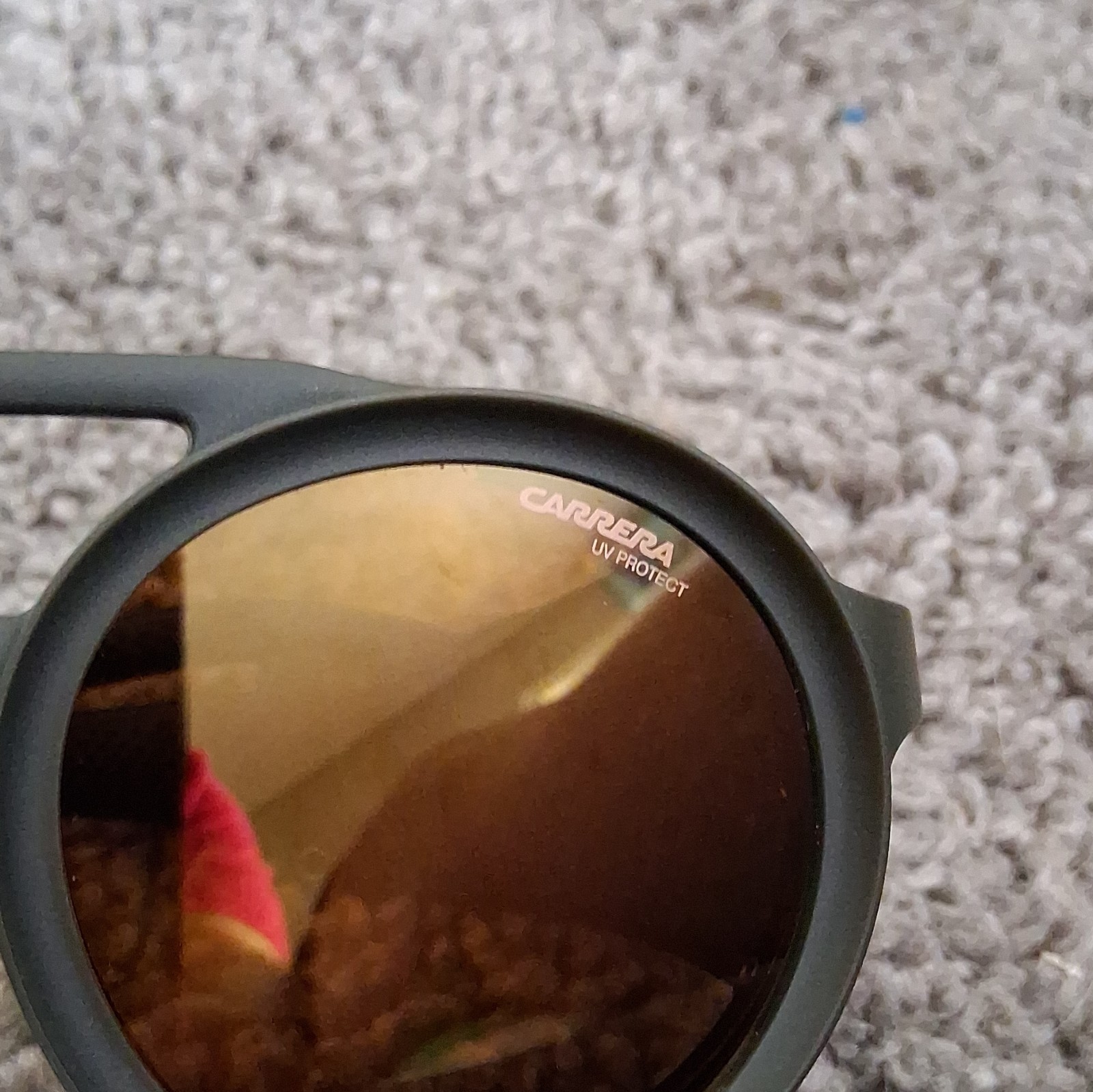 Carrera Men’s Designer Round Sunglasses Green Plastic Frame Brown Mirrored UVA