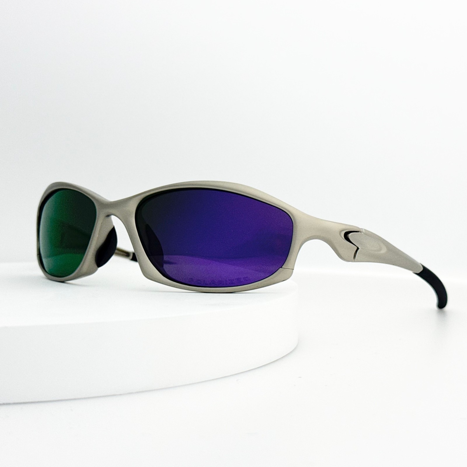 Oakley Hatchet X-Metal Polarized Sunglasses Silver Frame Purple Iridium Lens