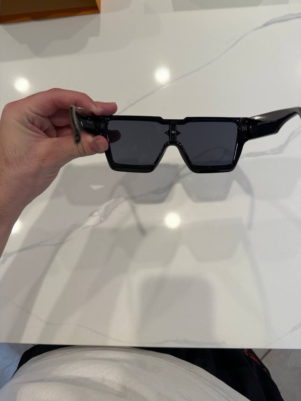 Louis Vuitton Men’s Rectangular Sunglasses Black Frame Gray Tinted Lenses