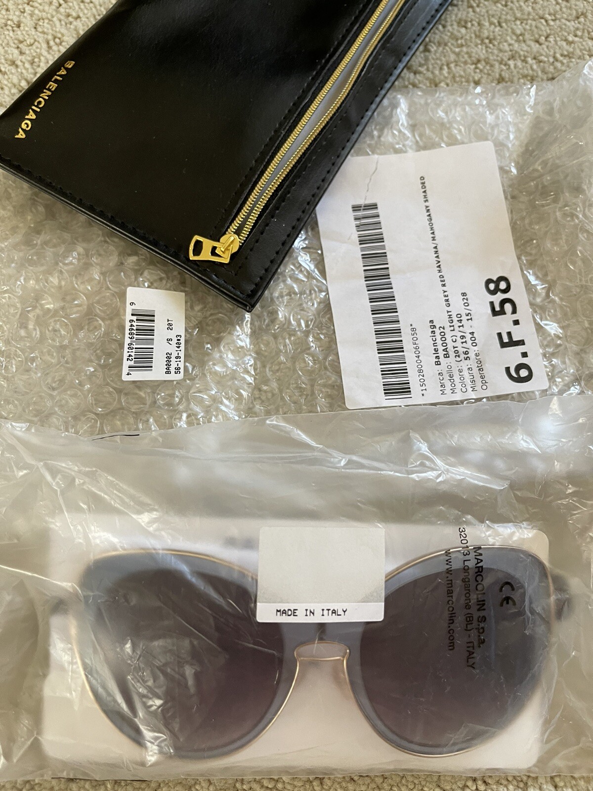 BALENCIAGA GOLD TRIM BA 2 20T 56-19 LIGHT BLUE VIOLET SUNGLASSES: Authentic, NWD
