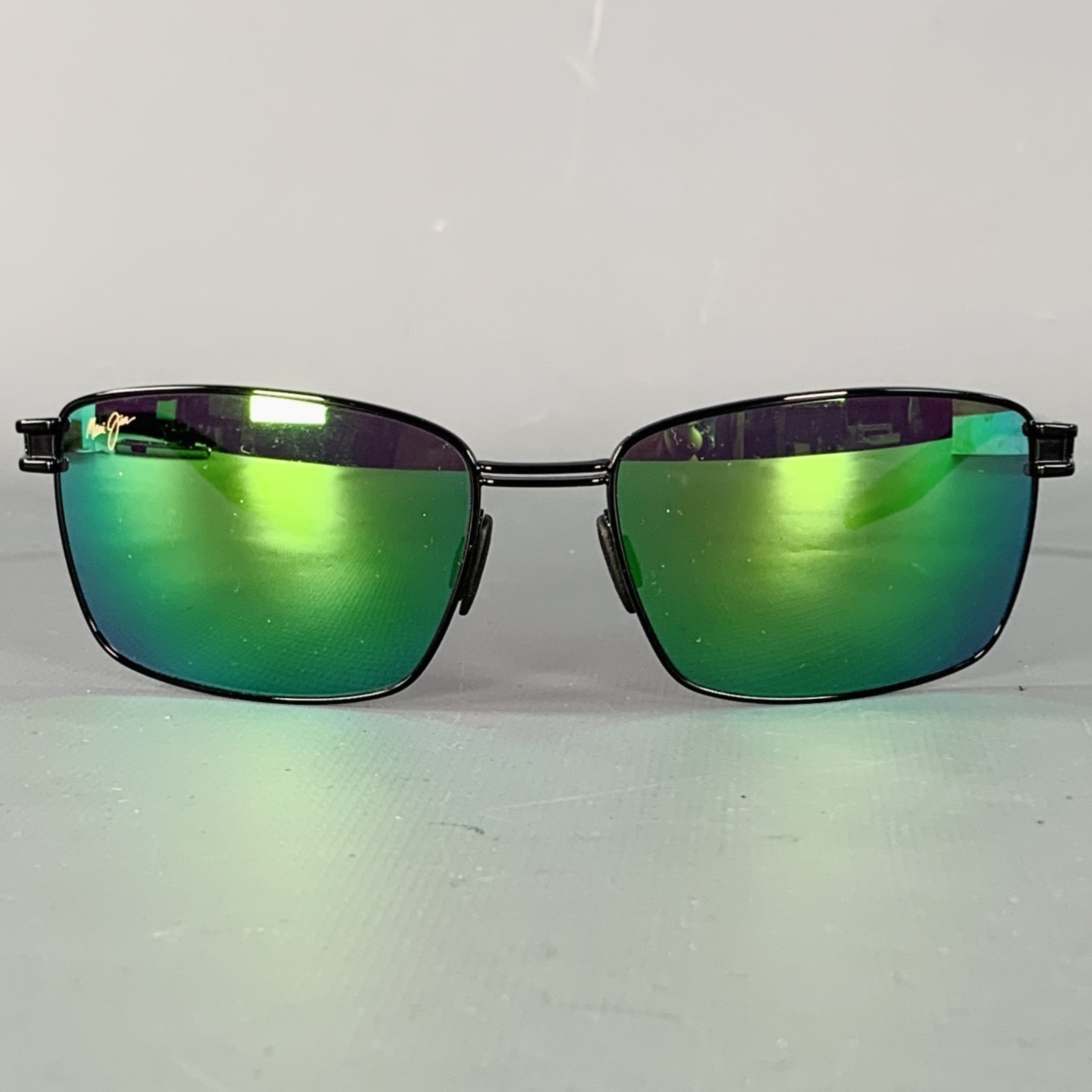 MAUI JIM Cove Park Black Iridescent Green Acetate Metal Polarized Sunglasses