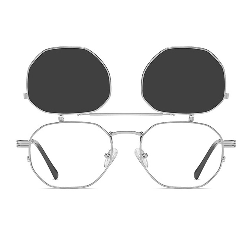 Retro Steampunk Flip Up Sunglasses Geometric Round Vintage Style Fashion Glasses