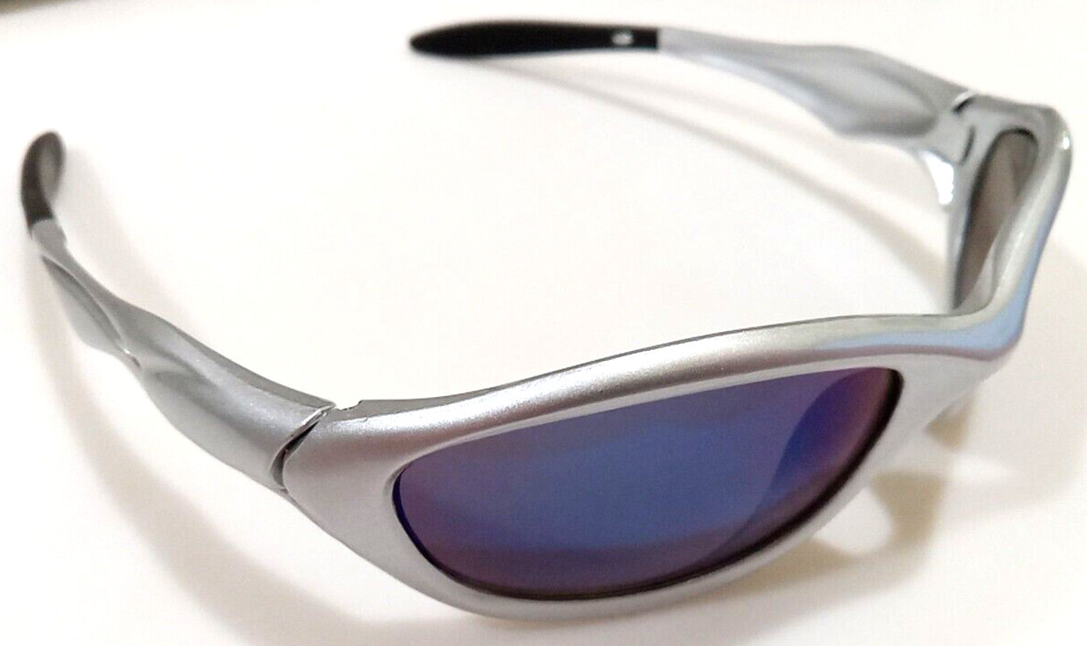 Silver Sport Sunglasses with Ice Blue Haze Lenses Small to Medium Unisex Size
