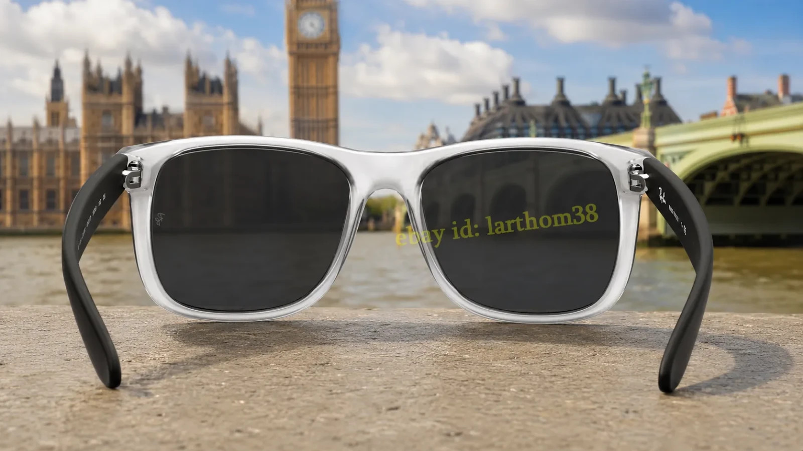 Ray-Ban RB4165 Justin Polarized Square Sunglasses Grey Matte Transparent 54mm 3P