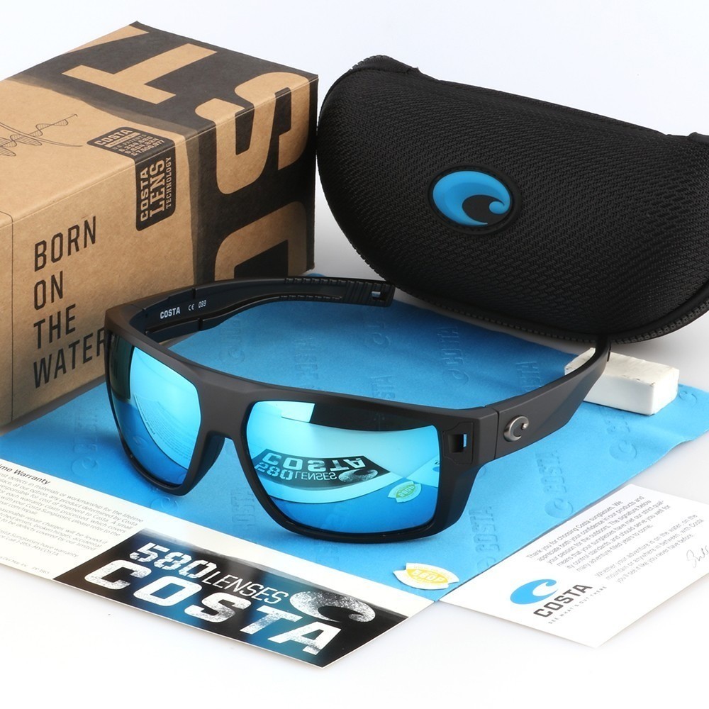 Costa Del Mar Diego Matte Black Blue Mirror 580P Polarized Sunglasses NEW