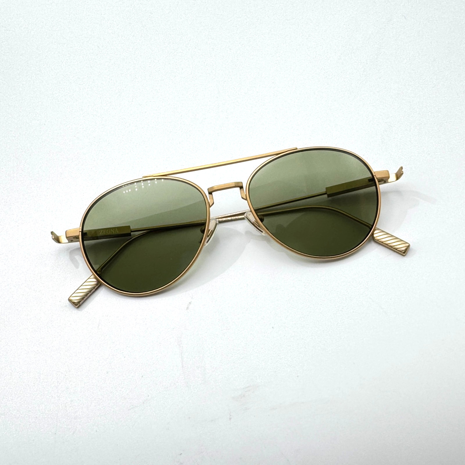 Ermenegildo Zegna Sunglasses EZ0288 35N Matte Bronze Pilot Frame Green Lens 55mm