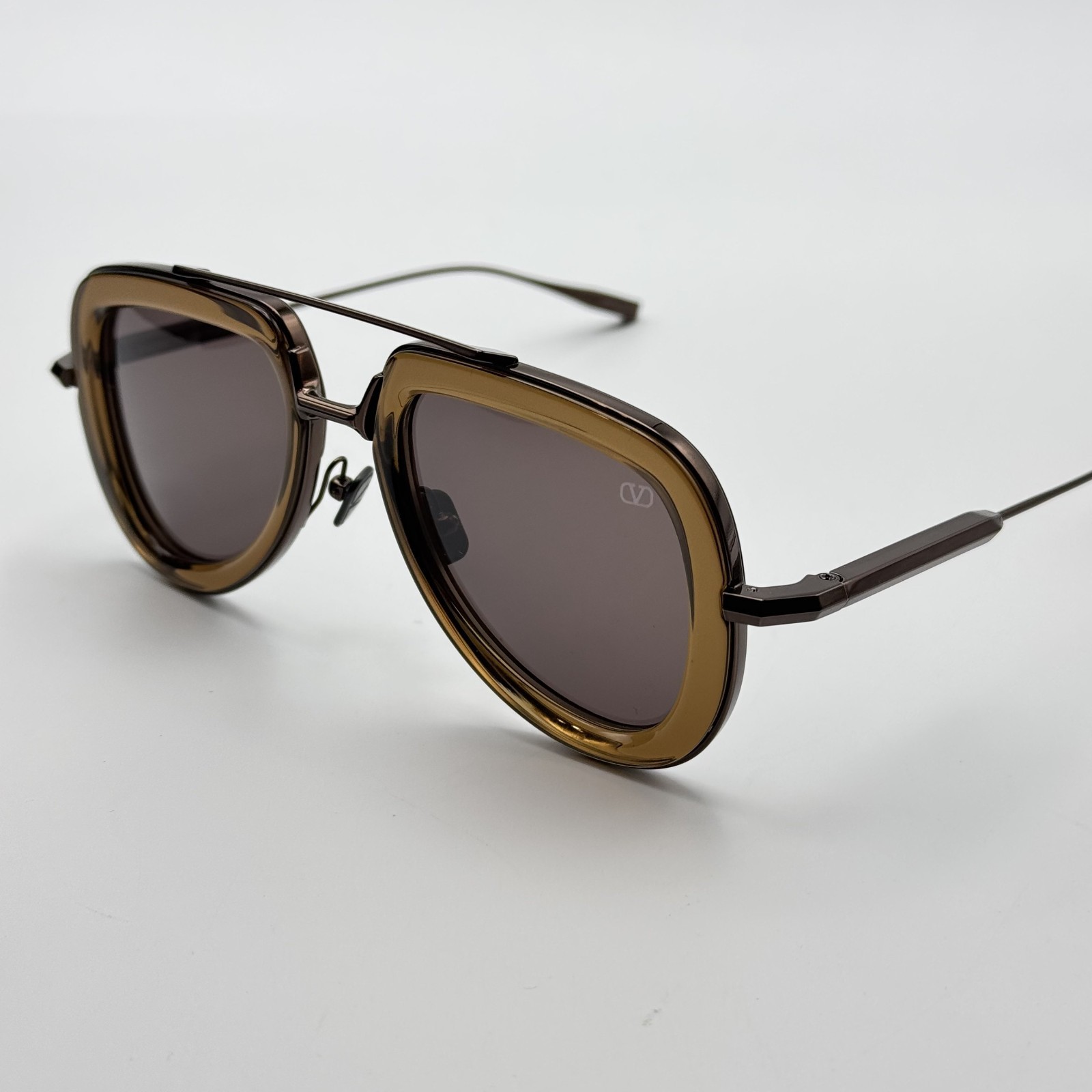 Valentino Sunglasses V-LSTORY-VLS-129D Brown Aviator Frame Brown Lens 50mm NEW