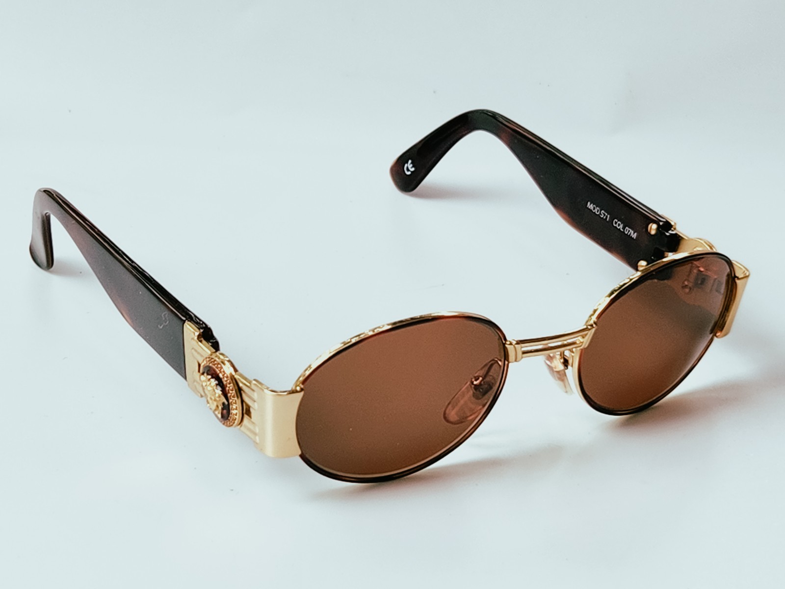Versace S71 Col 07M Vintage Tortuga Gold Medusa Steampunk Sunglasses 48-20