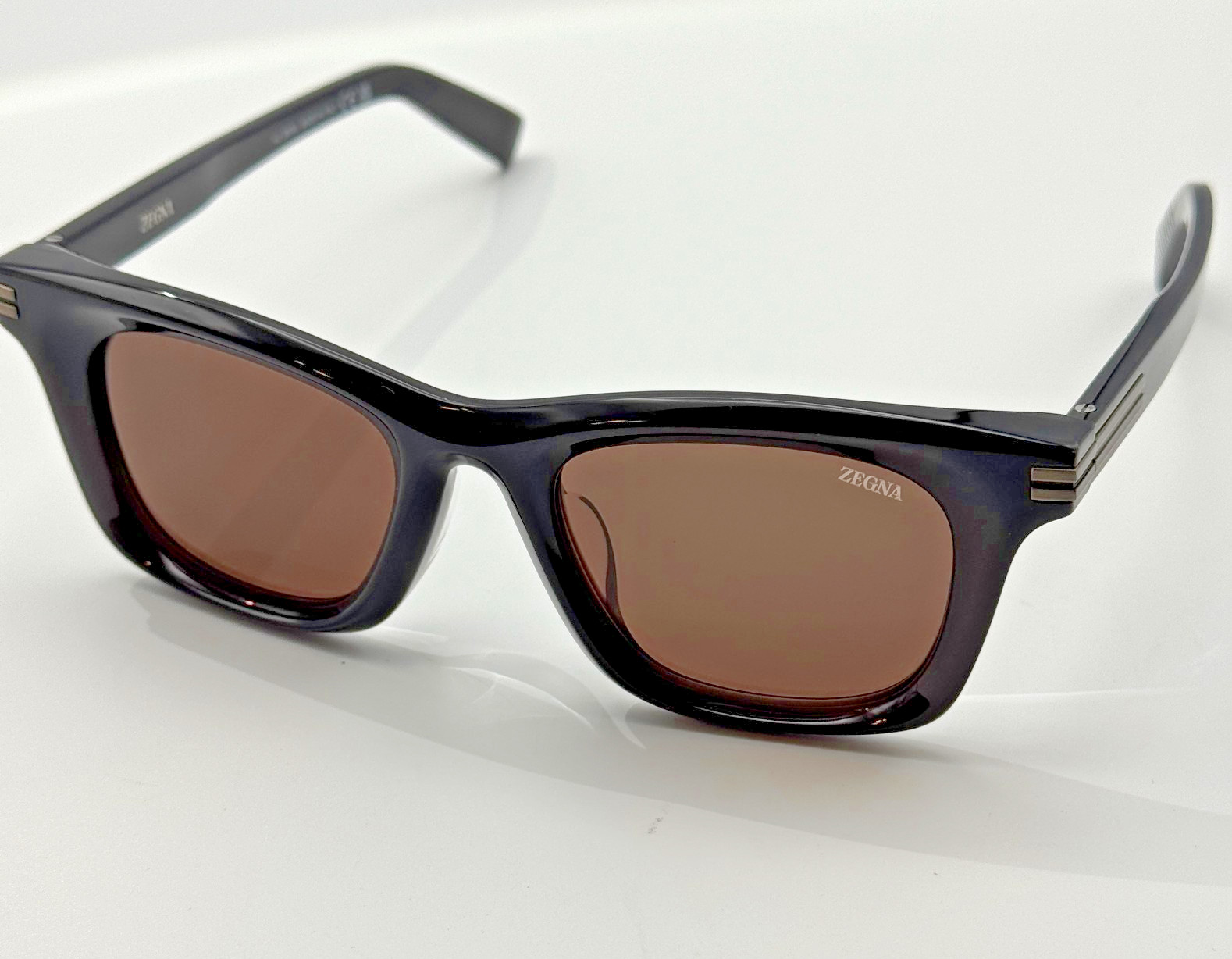 Ermenegildo Zegna Sunglasses EZ0270-F 20E Black Square Frame Brown Lens 52mm New