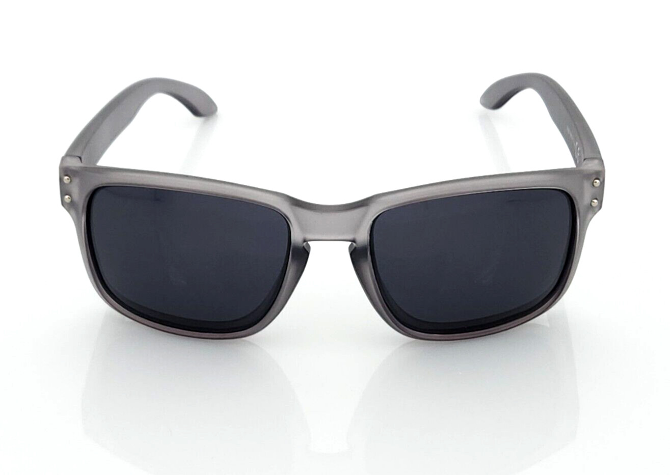 Polarized Sports Square Men’s Sunglasses Frost Gray Frame Dark Smoke Tint Lens
