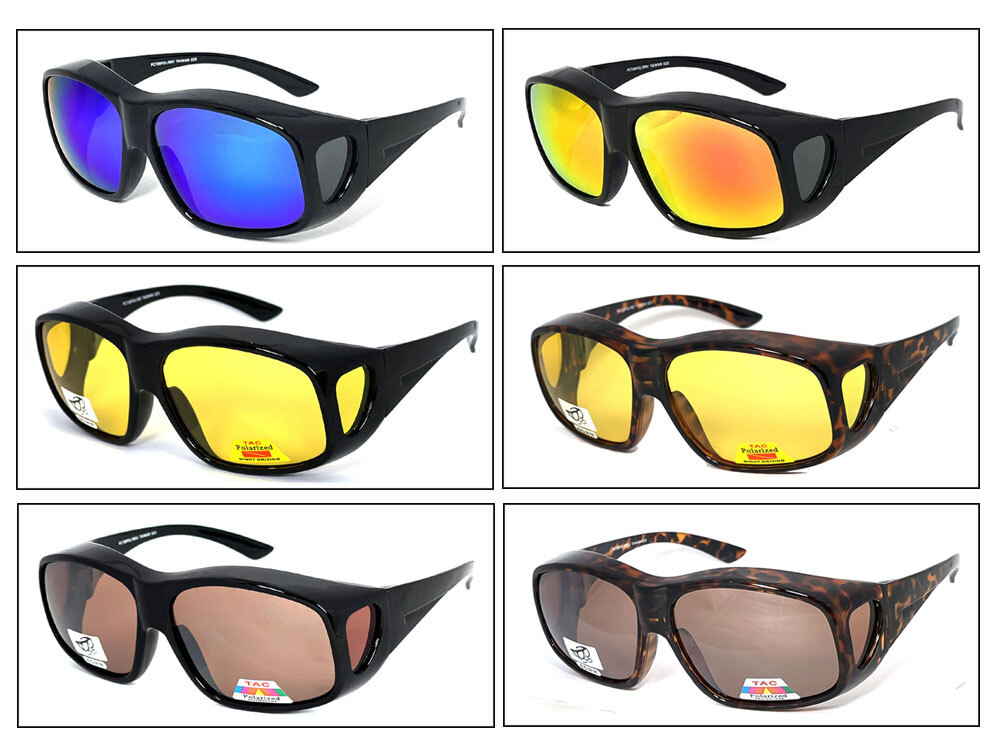 Large Fit Over Most Rx Glasses Sunglasses Polarized Lens Cover Wrap Around 65mm