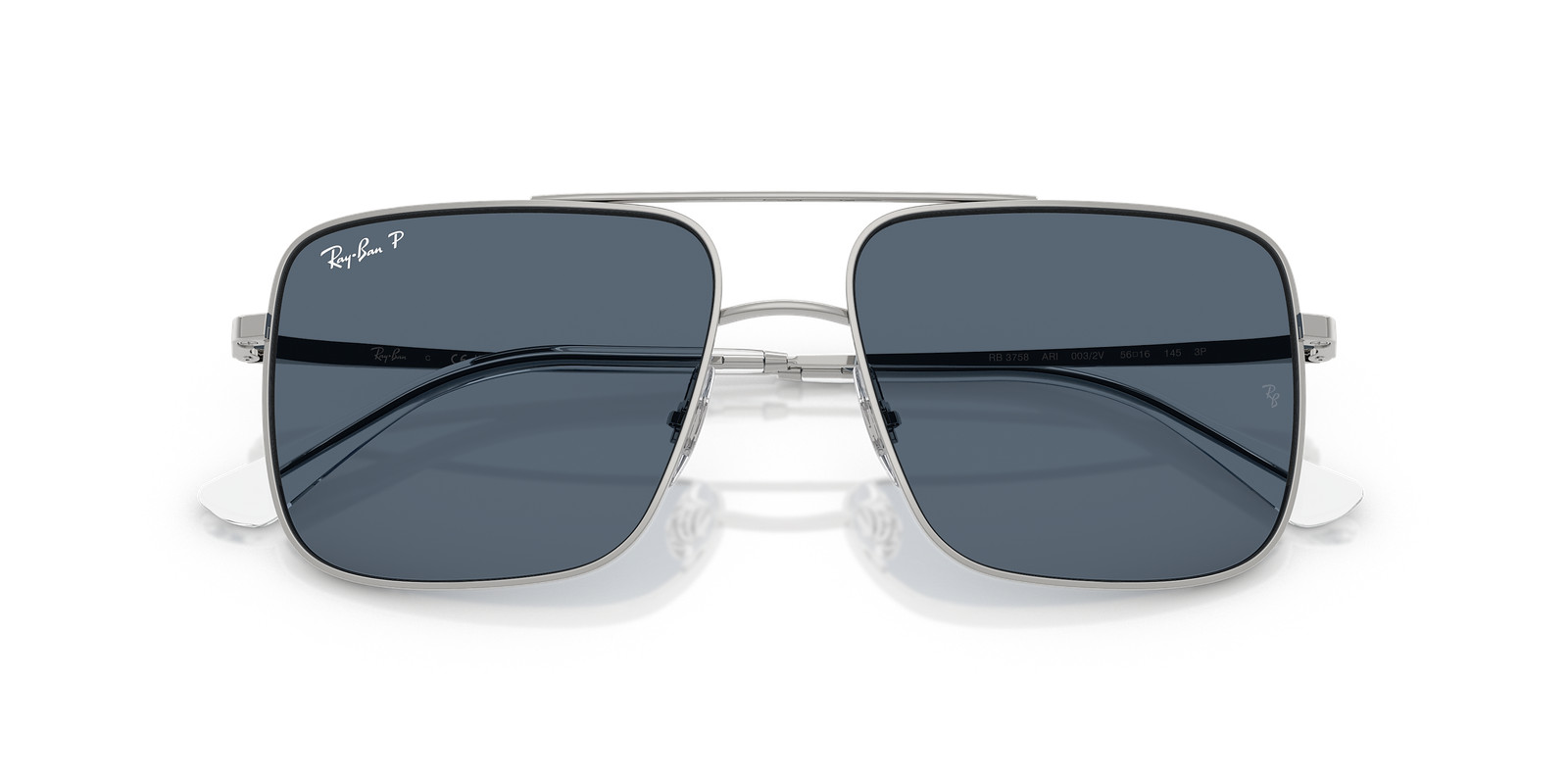 Ray-Ban Ari Bio-Based Silver/Blue Polarized 54 mm Sunglasses RB3758 003/2V 54-16