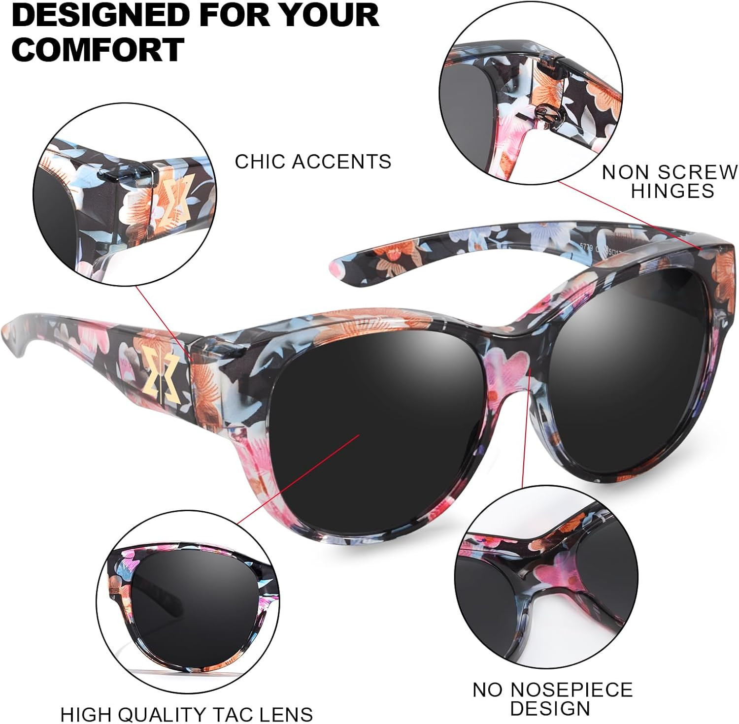 ® Fit over Sunglasses for Women Polarized UV400 Protection Oversized Shades to W