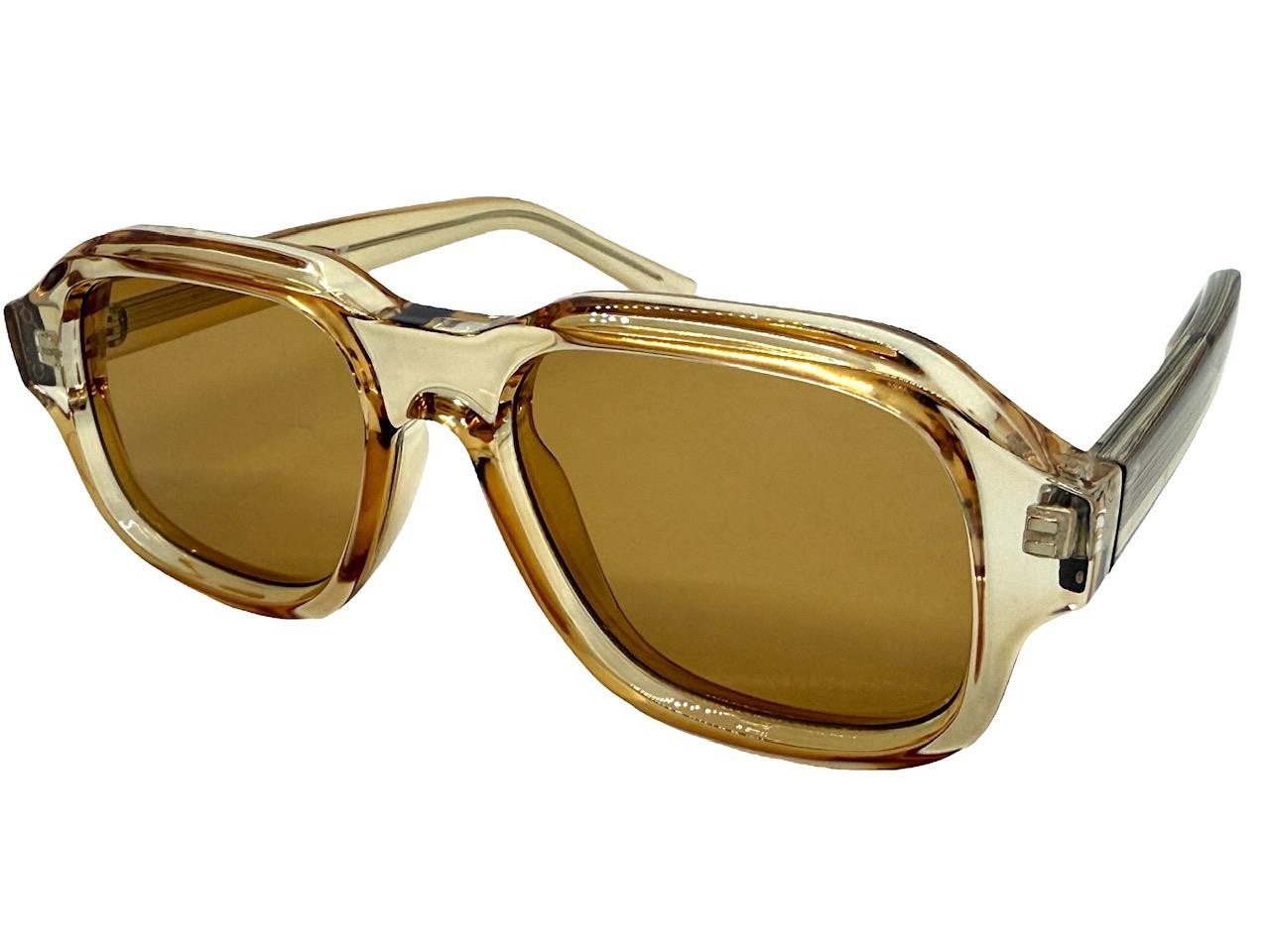 Men Classic Hardcore Vintage Retro Style SUNGLASSES Thick Square Champagne Frame